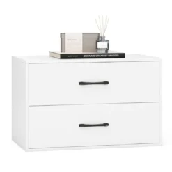 Kommode mit 2 Schubladen Schubladenschrank stapelbar Sideboard aus Holz 60 x 34 x 38 cm Schwarz/Weiß/Walnuss