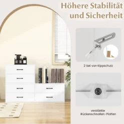 Kommode mit 2 Schubladen Schubladenschrank stapelbar Sideboard aus Holz 60 x 34 x 38 cm Schwarz/Weiß/Walnuss
