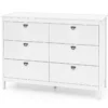Kommode mit 6 Schubladen Sideboard Weiß aus Holz Schubladenschrank modern 106 x 40 x 79 cm