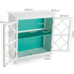 Kommode mit verstellbarem Regal Holz Sideboard mit Glastür Aufbewahrungsschrank für Küche Wohnzimmer Grün