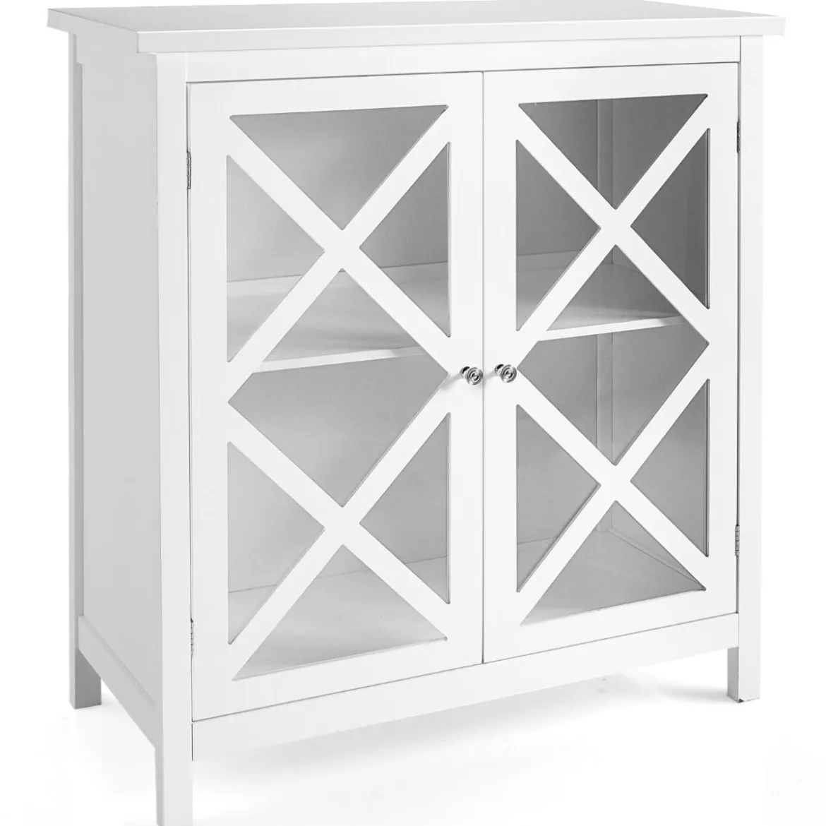 Kommode mit verstellbarem Regal Holz Sideboard mit Glastür Aufbewahrungsschrank für Küche Wohnzimmer