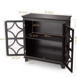 Kommode mit verstellbarem Regal Holz Sideboard mit Glastür Aufbewahrungsschrank für Küche Wohnzimmer Braun
