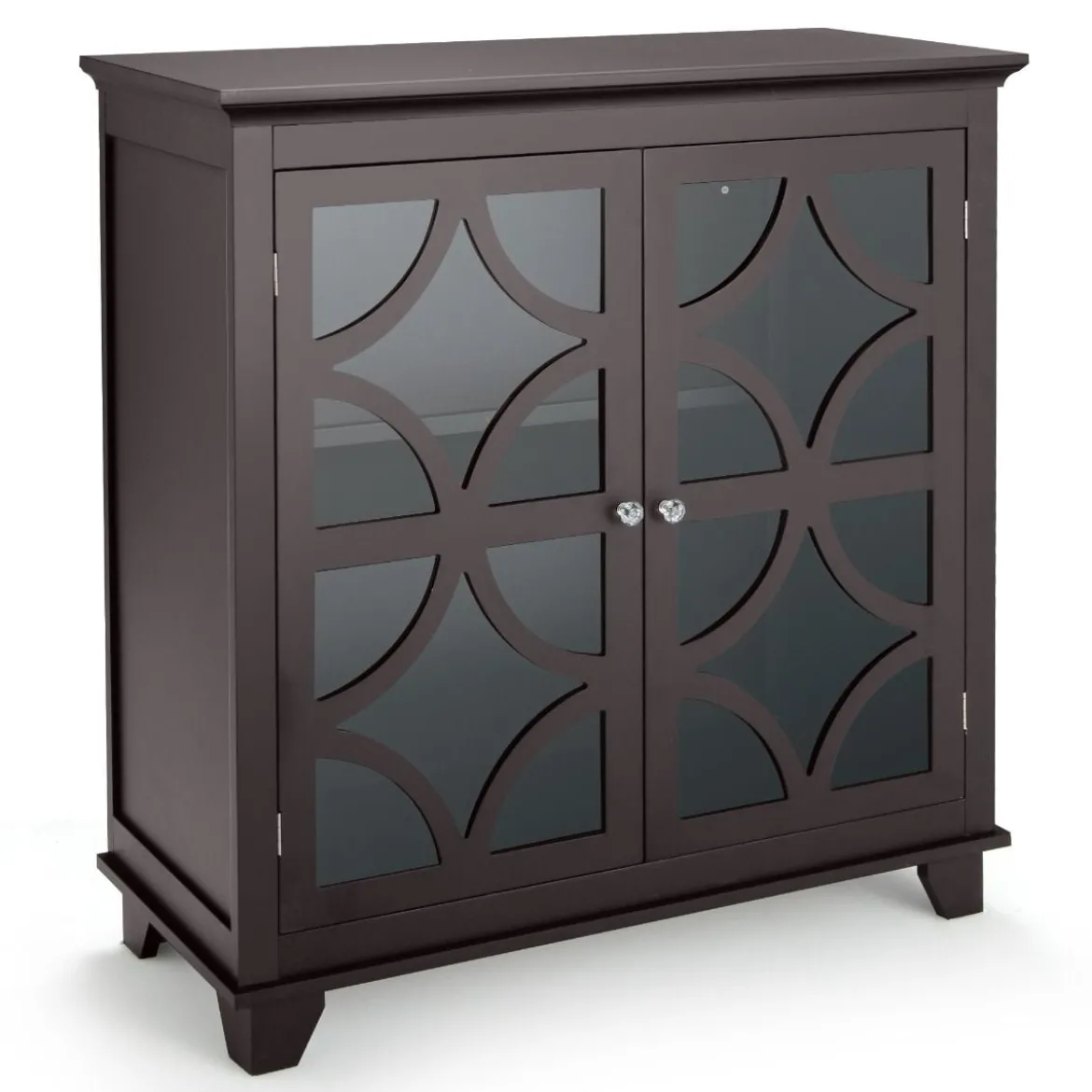 Kommode mit verstellbarem Regal Holz Sideboard mit Glastür Aufbewahrungsschrank für Küche Wohnzimmer Braun