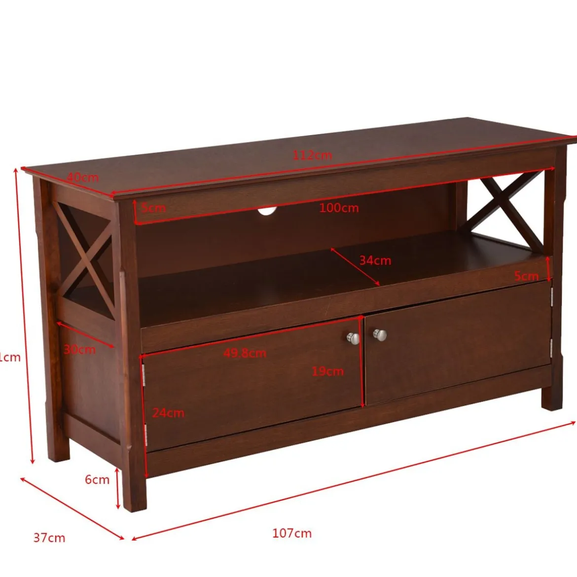 Kommode TV-Kommode für Fernseher 112 x 40 x 61 cm Braun