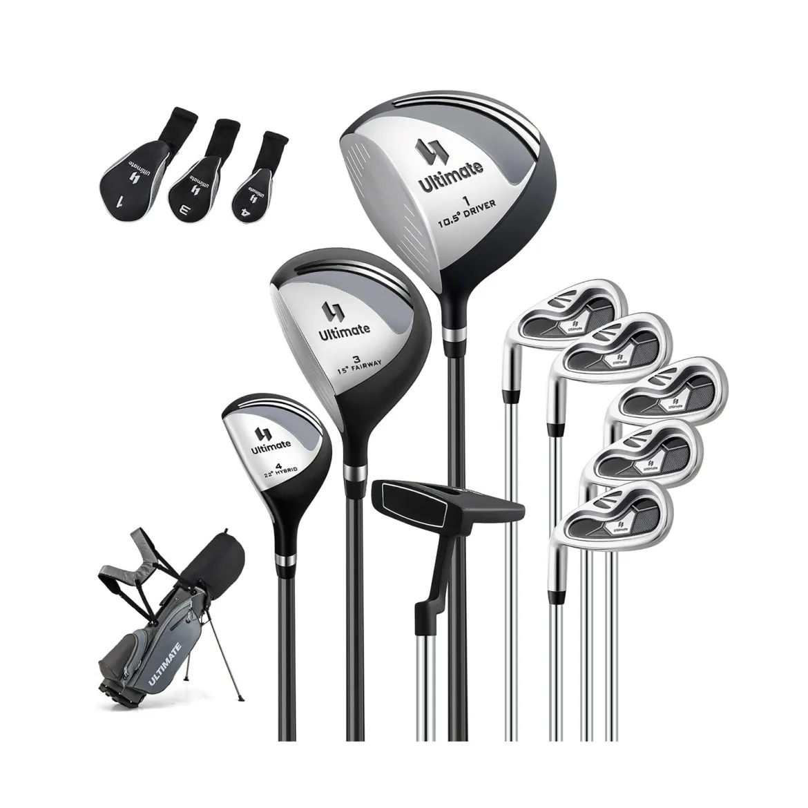Komplette Golfschläger- & Taschenset für Linkshänder Herren tragbare leichte Golf-Standtasche