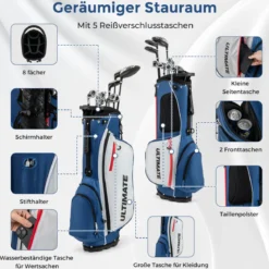Komplette Golfschläger- & Taschenset für Linkshänder Herren tragbare leichte Golf-Standtasche