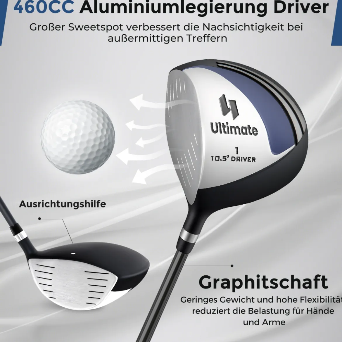 Komplette Golfschläger- & Taschenset für Linkshänder Herren tragbare leichte Golf-Standtasche