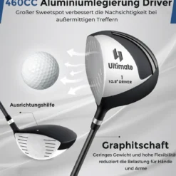 Komplette Golfschläger- & Taschenset für Linkshänder Herren tragbare leichte Golf-Standtasche