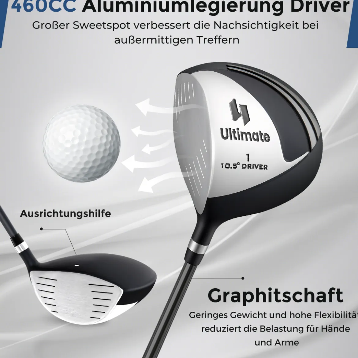 Komplette Golfschläger- & Taschenset für Linkshänder Herren tragbare leichte Golf-Standtasche