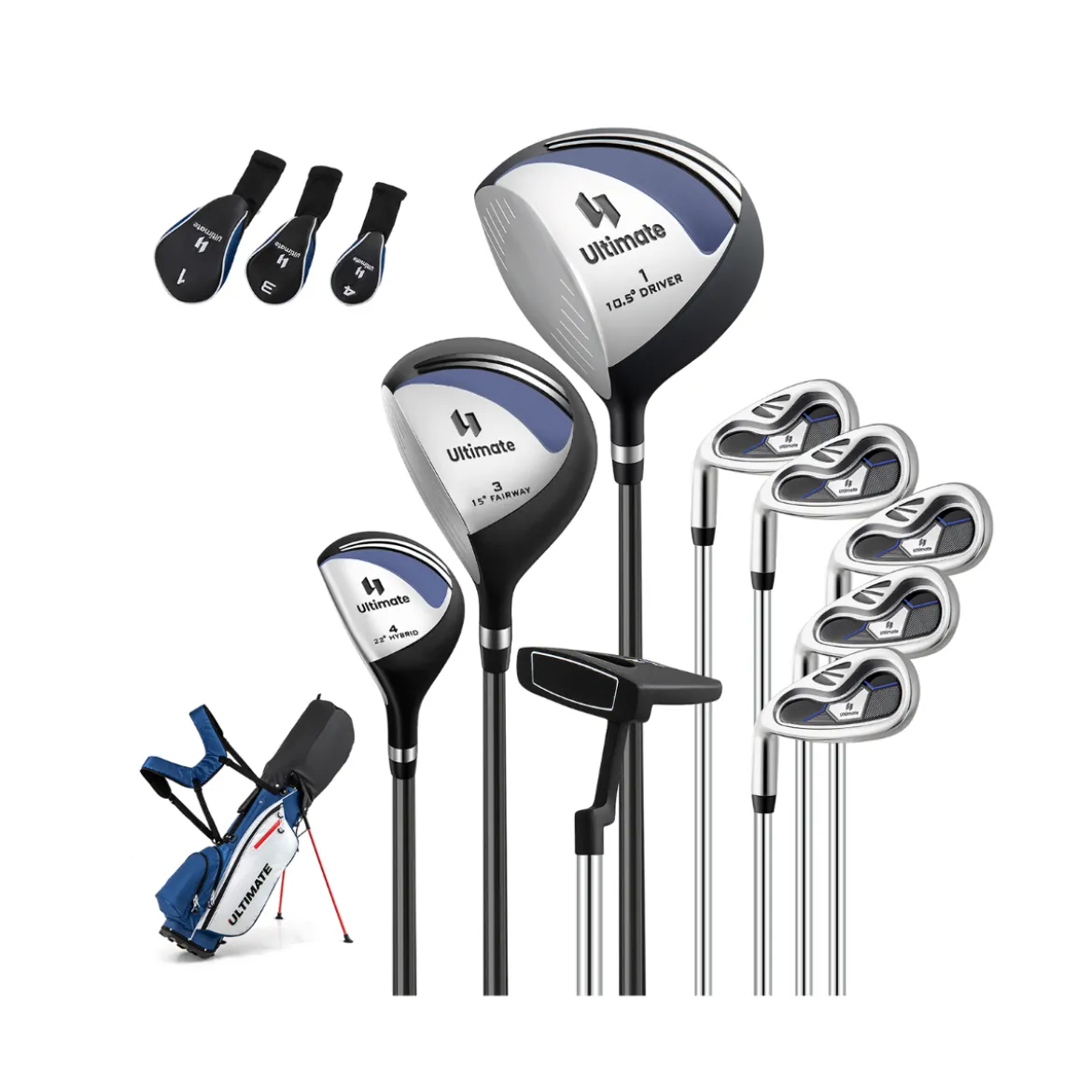 Komplette Golfschläger- & Taschenset für Linkshänder Herren tragbare leichte Golf-Standtasche