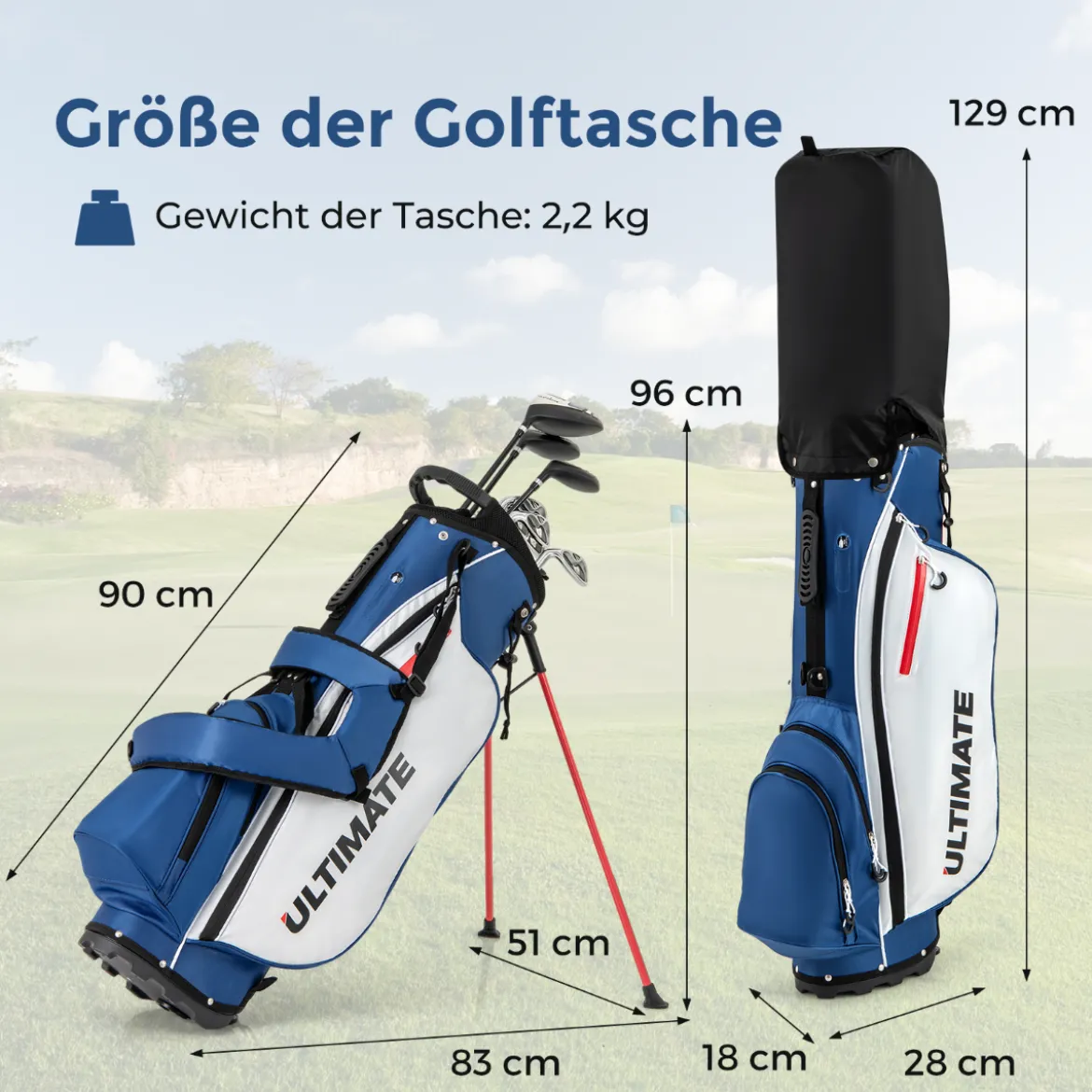 Komplette Golfschläger- & Taschenset für Linkshänder Herren tragbare leichte Golf-Standtasche