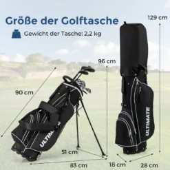 Komplette Golfschläger- & Taschenset für Linkshänder Herren tragbare leichte Golf-Standtasche