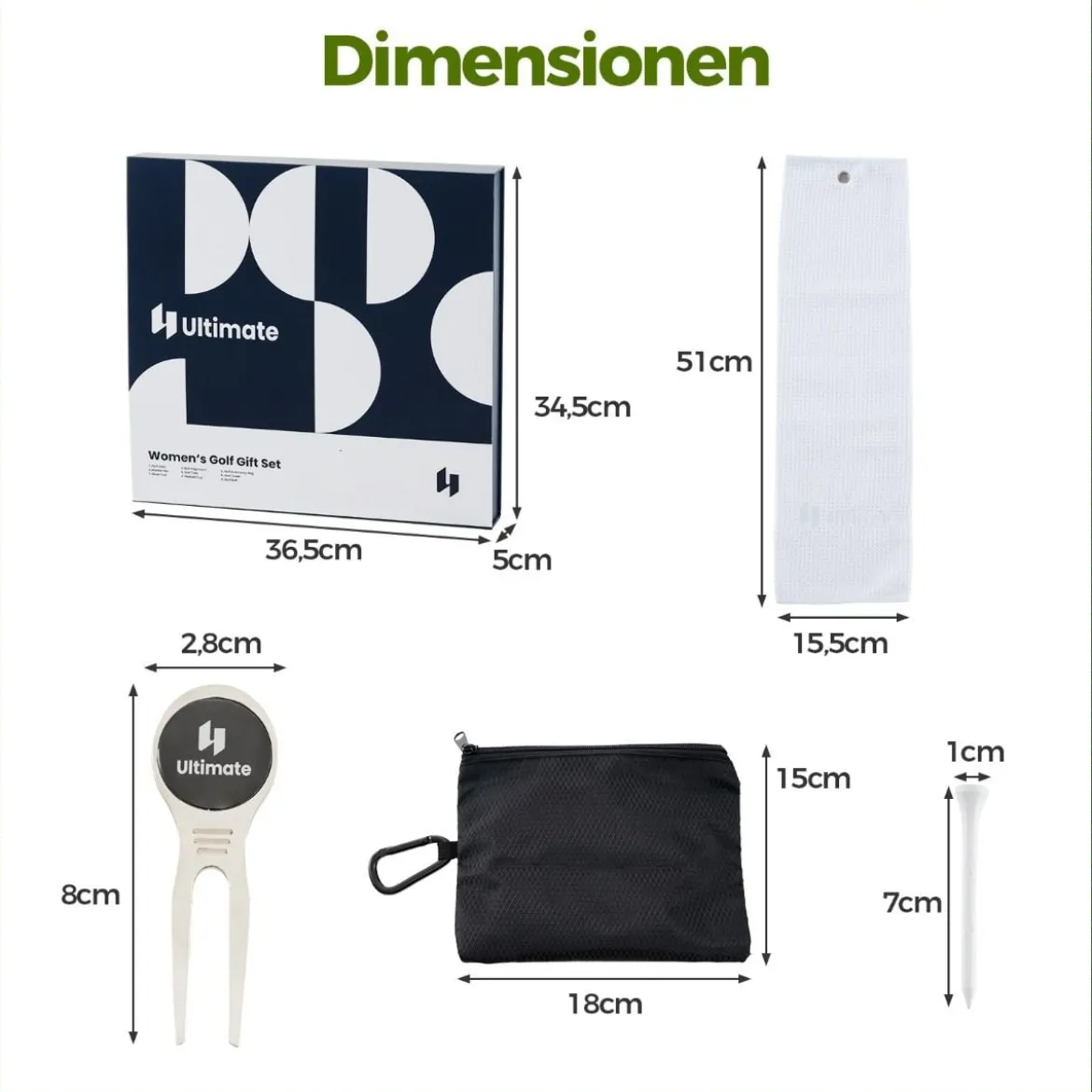 Komplettes Golf Geschenkset für Damen Golf-Zubehör Set mit 3 Golfbällen Golfgeschenk in Geschenkbox