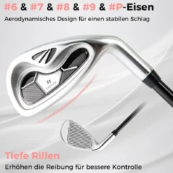 Komplettes Golfschläger-Set Rechtshändig für Damen Golfschlägersätze mit Tragetasche Schwarz