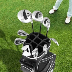 Komplettes Golfschläger-Set Rechtshändig für Damen Golfschlägersätze mit Tragetasche Schwarz