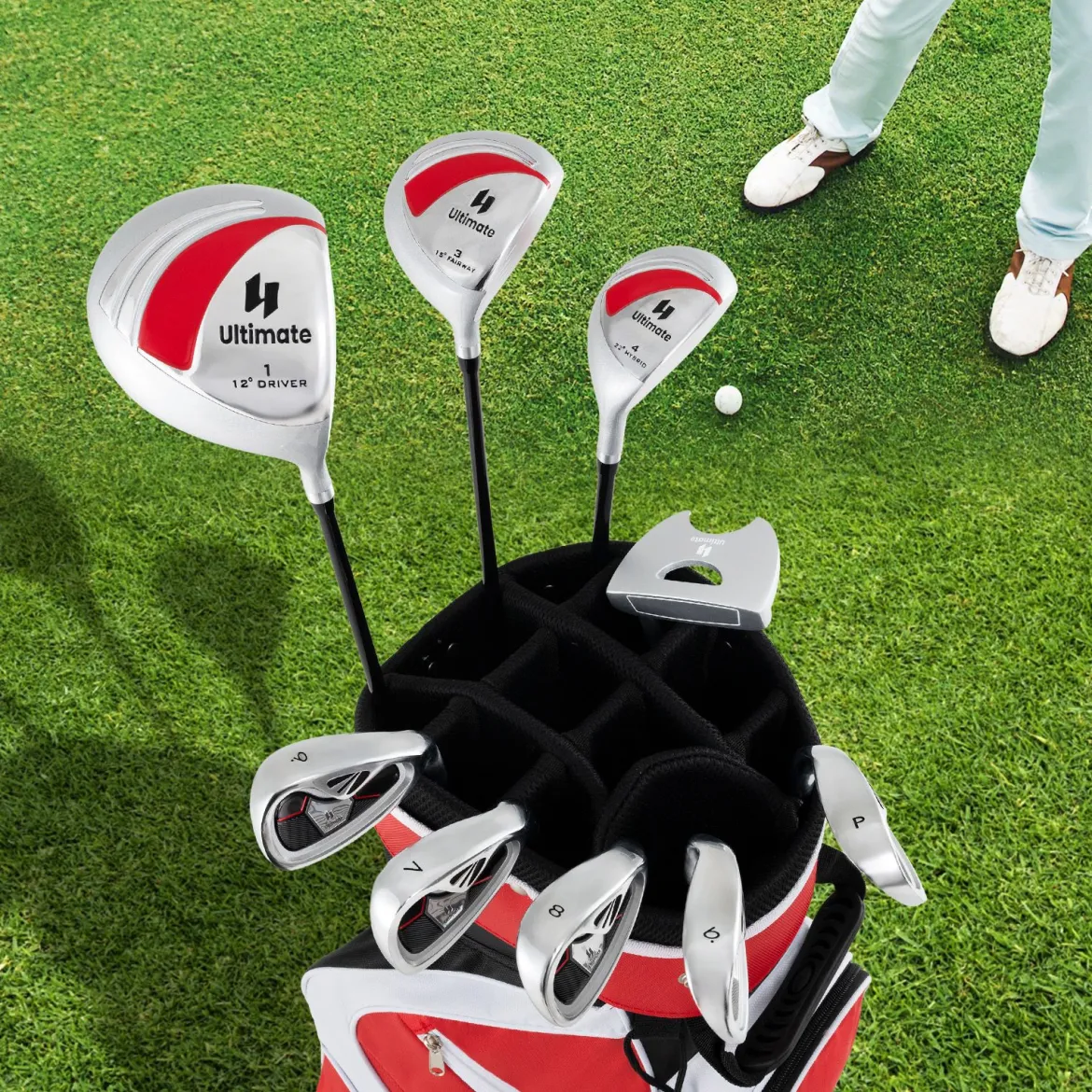 Komplettes Golfschläger-Set Rechtshändig für Damen Golfschlägersätze mit Tragetasche Rot