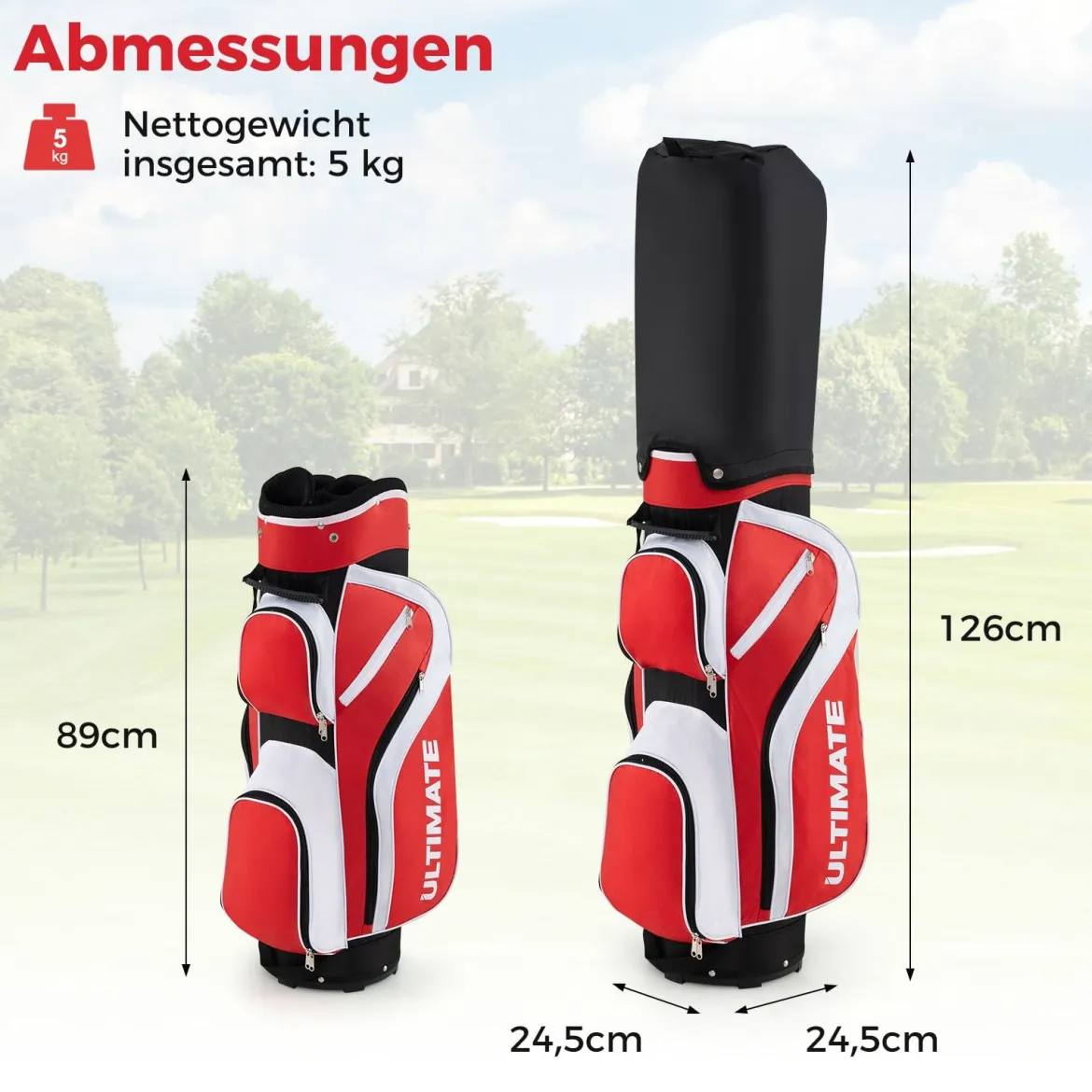 Komplettes Golfschläger-Set Rechtshändig für Damen Golfschlägersätze mit Tragetasche Rot