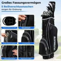 Komplettes Herren Golfschläger Set 9 Teilige Golfschlägersätze Rechtshändig mit Regenhaube