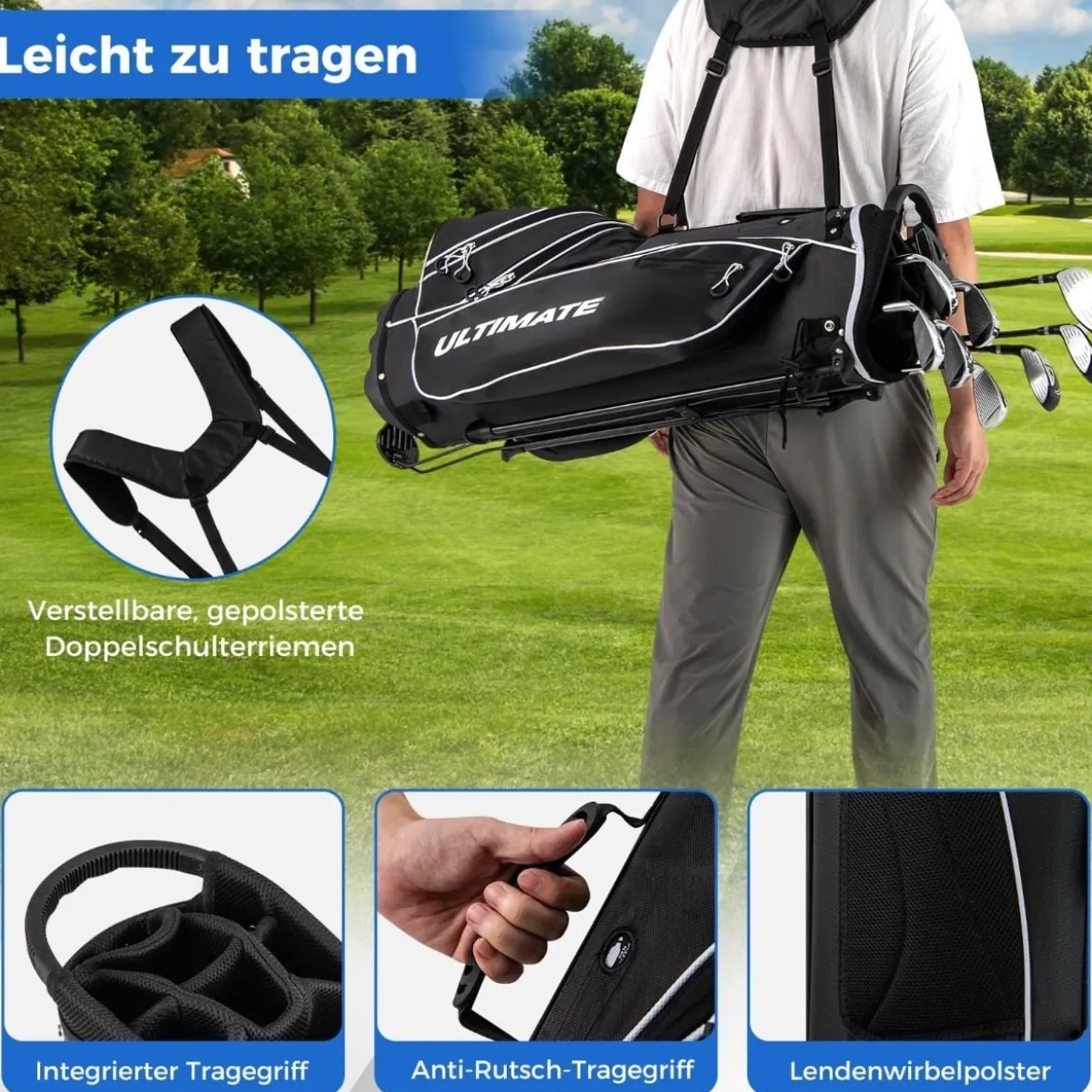 Komplettes Herren Golfschläger Set 9 Teilige Golfschlägersätze Rechtshändig mit Regenhaube