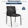 Konferenzstühle 2er Set stapelbare Besucherstühle ohne Armlehnen 63 x 52 x 84 cm Schwarz