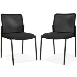 Konferenzstühle 2er Set stapelbare Besucherstühle ohne Armlehnen 63 x 52 x 84 cm Schwarz