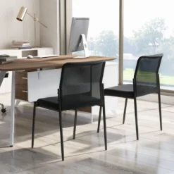 Konferenzstühle 2er Set stapelbare Besucherstühle ohne Armlehnen 63 x 52 x 84 cm Schwarz