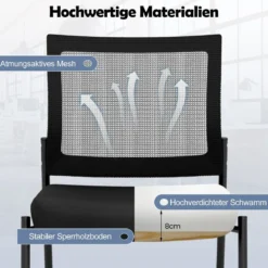 Konferenzstühle 2er Set stapelbare Besucherstühle mit Rollen armlose Stapelstühle für Büro Schwarz