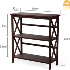 Konsolentisch aus Holz mit Kippschutz & Stabilem Rahmen Moderner Beistelltisch 79 x 32 x 86 cm Kaffee
