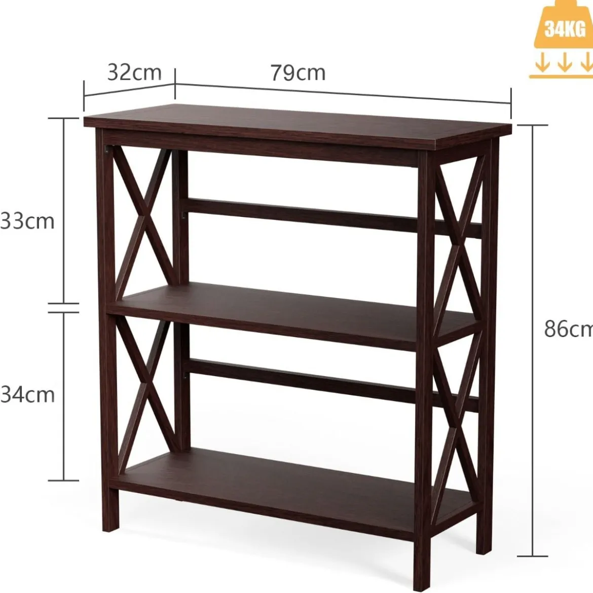 Konsolentisch aus Holz mit Kippschutz & Stabilem Rahmen Moderner Beistelltisch 79 x 32 x 86 cm Kaffee