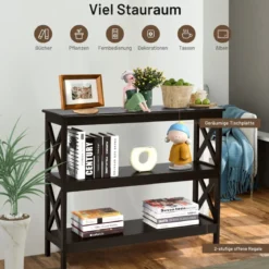 Konsolentisch Beistelltisch Industrie Design mit Ablage Flurtisch 100 x 33 x 80 cm Braun