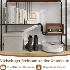 Konsolentisch Flurtisch mit 2 Ablageflächen und Metallrahmen Eingangstisch mit verstellbaren Füßen 99 x 27 x 79 cm