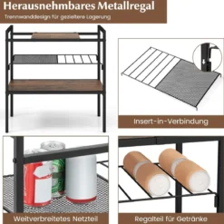 Konsolentisch mit Ablageflächen Schmaler Konsole Beistelltisch 60 x 33,5 x 61 cm Rustikales Braun