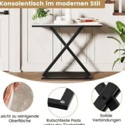 Konsolentisch mit Kunstmarmorplatte Couchtisch mit Metallrahmen Sofatisch 100 x 40 x 77,5 cm