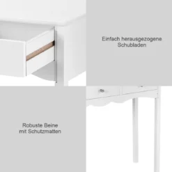 Konsolentisch mit 3 Schubladen Computertisch für Heimbüro 100x 32 x 75 cm Weiß