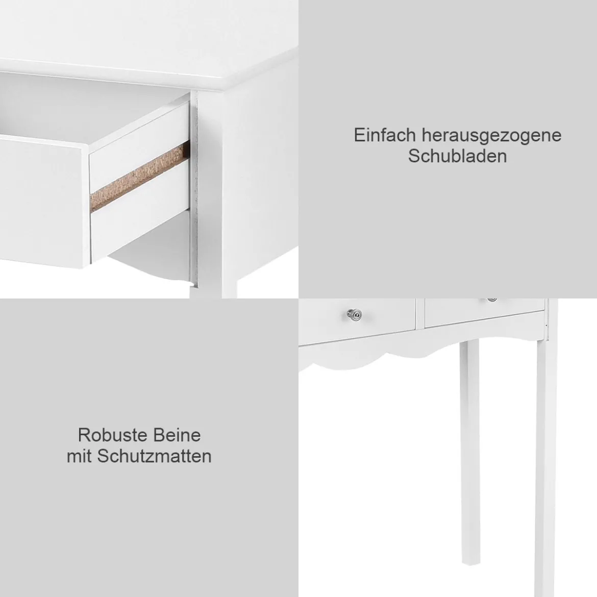 Konsolentisch mit 3 Schubladen Computertisch für Heimbüro 100x 32 x 75 cm Weiß