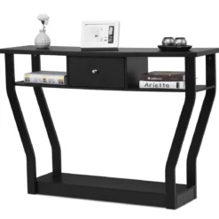 Konsolentisch schwarz Flurtisch mit Schublade und Regal 120 x 30 x 81 cm Schwarz