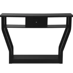Konsolentisch schwarz Flurtisch mit Schublade und Regal 120 x 30 x 81 cm Schwarz