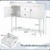 Konsolentisch Vintage mit Antiken Messinggriffen 2 Schubladen & 2 Schränken 100 x 36 x 86,5 cm Weiß