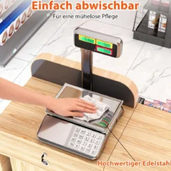 Kontrollwaage 40 kg / 5 g mit Doppelseitiger Hochanzeige Ladenwaage mit Integriertem Akku