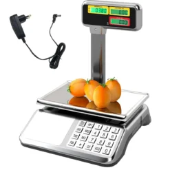 Kontrollwaage 40 kg / 5 g mit Doppelseitiger Hochanzeige Ladenwaage mit Integriertem Akku