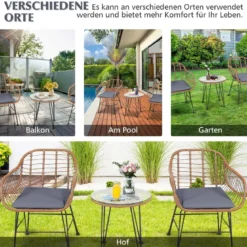 Korbmöbel-Set3-Teiliges Modernes Bistro-Set für die Terrasse