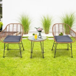 Korbmöbel-Set3-Teiliges Modernes Bistro-Set für die Terrasse