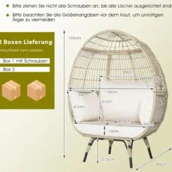 Korbsessel in Eiform Übergroßer Indoor- und Outdoor-Loungesessel