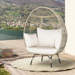 Korbsessel in Eiform Übergroßer Indoor- und Outdoor-Loungesessel