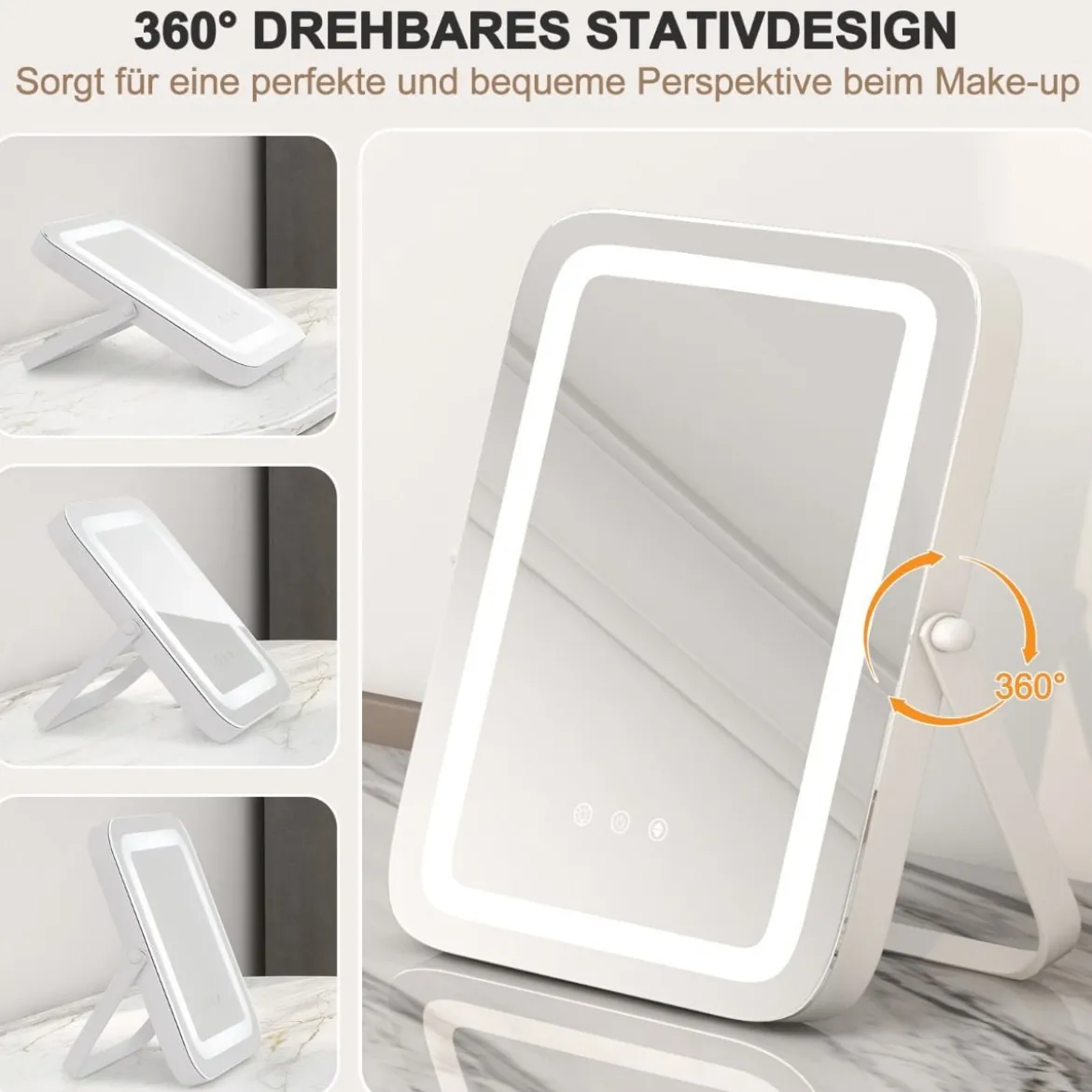 Kosmetikspiegel mit Beleuchtung & Touchschalter & Speicherfunktion Dimmbarer Schminkspiegel
