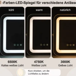 Kosmetikspiegel mit Beleuchtung & Touchschalter & Speicherfunktion Dimmbarer Schminkspiegel