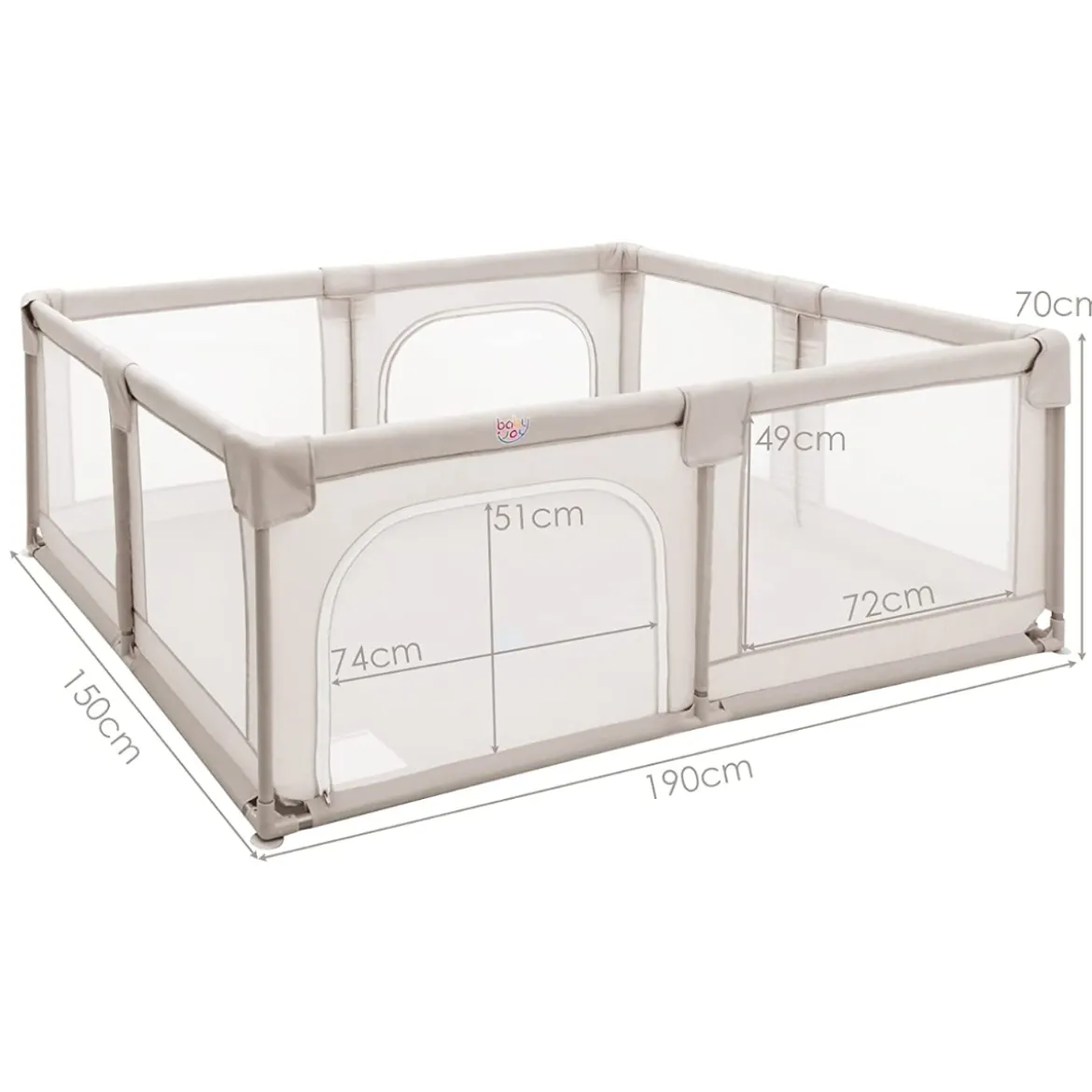 Krabbelgitter 150 x 190 cm Baby Laufstall mit 2 Türen Beige
