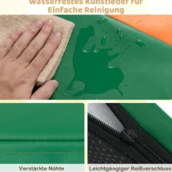 Krabbelteppich für Kleinkinder faltbare Spielmatte mit Kunstleder & weichem Schaumstoff große Bodenmatte Regenbogen