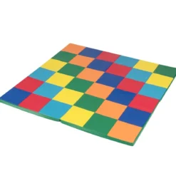 Krabbelteppich für Kleinkinder faltbare Spielmatte mit Kunstleder & weichem Schaumstoff große Bodenmatte Regenbogen