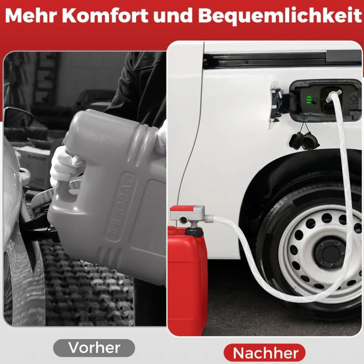 Kraftstoff Umfüllpumpe mit Auto-Stopp-Sensor & 3 Größen Adaptern Elektrische Kraftstoffpumpe